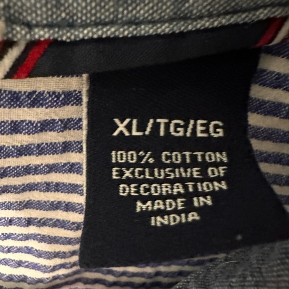 Chaps Blue Stripe Lobster Embroidered Casual Button Down Shirt Relaxed Fit - Picture 5 of 5